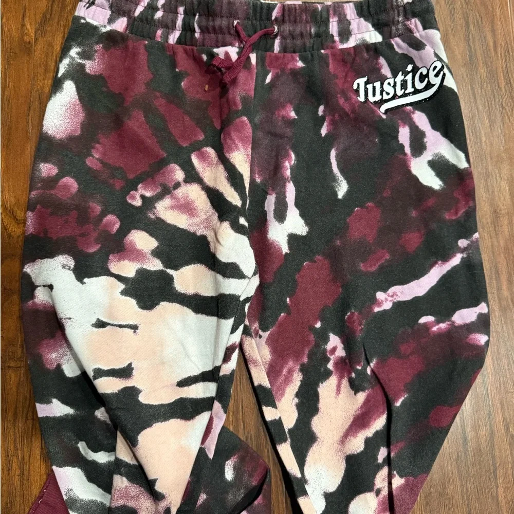 Justice Kids' Burgundy and Black Tie-Dye Joggers